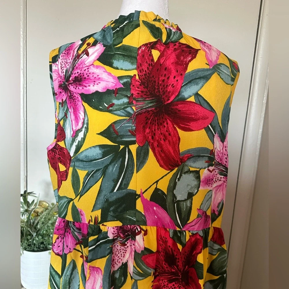 Floral Sleeveless Dress - Yellow and Pink women size 14 - Picture 6 of 11